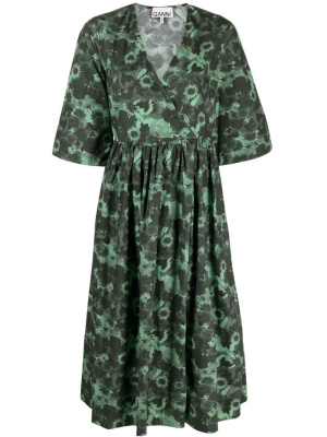 

Organic cotton V-neck midi dress, GANNI Organic cotton V-neck midi dress