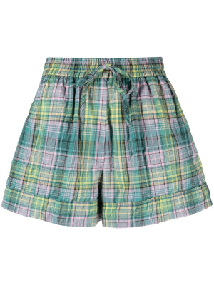 

Plaid-print shorts, GANNI Plaid-print shorts