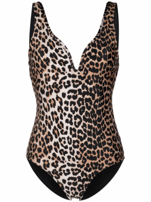 

Leopard-print swimsuit, GANNI Leopard-print swimsuit