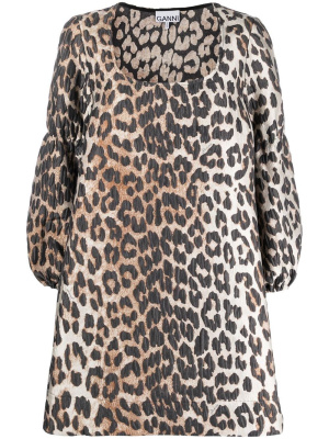 

Leopard-print minidress, GANNI Leopard-print minidress