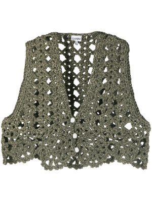 

Crochet-knit crop top, GANNI Crochet-knit crop top