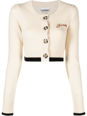 

Cropped round-neck cardigan, GANNI Cropped round-neck cardigan
