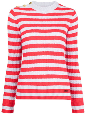 

Striped cable knit jumper, GANNI Striped cable knit jumper