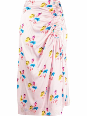 

Floral-print wrap skirt, GANNI Floral-print wrap skirt