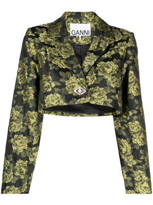 

Floral-jacquard cropped blazer, GANNI Floral-jacquard cropped blazer