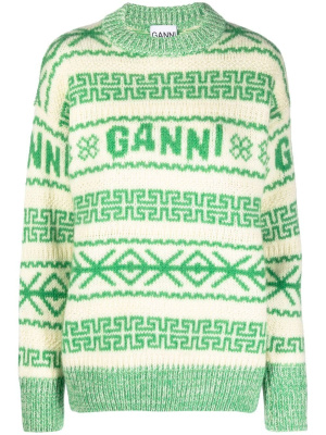 

Organic wool intarsia-knit jumper, GANNI Organic wool intarsia-knit jumper