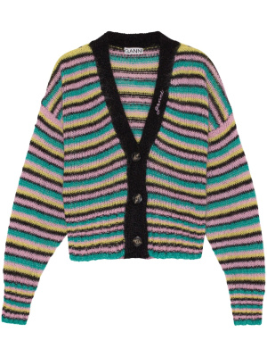 

Stripe-print mohair cardigan, GANNI Stripe-print mohair cardigan