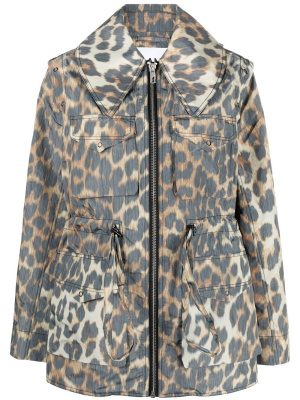 

Detachable-sleeves leopard-print jacket, GANNI Detachable-sleeves leopard-print jacket