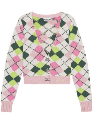 

Argyle-print cardigan, GANNI Argyle-print cardigan