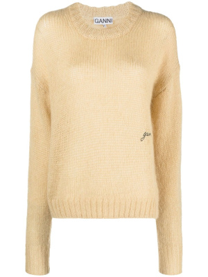 

Logo-embroidered knitted jumper, GANNI Logo-embroidered knitted jumper