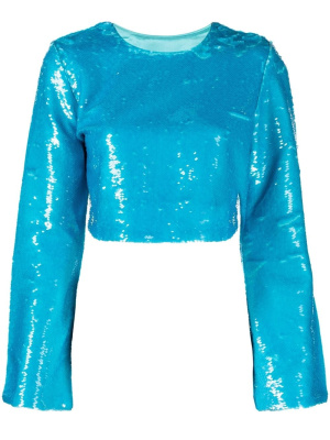 

Sequin-embellished crop top, GANNI Sequin-embellished crop top