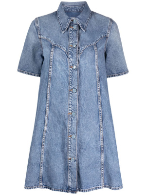 

Short-sleeved denim minidress, GANNI Short-sleeved denim minidress