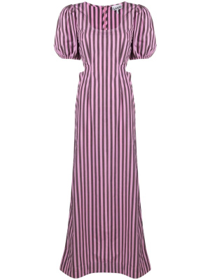 

Striped cut-out organic cotton dress, GANNI Striped cut-out organic cotton dress