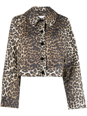 

Cropped leopard-print jacket, GANNI Cropped leopard-print jacket