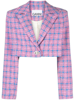 

Checked cropped blazer, GANNI Checked cropped blazer