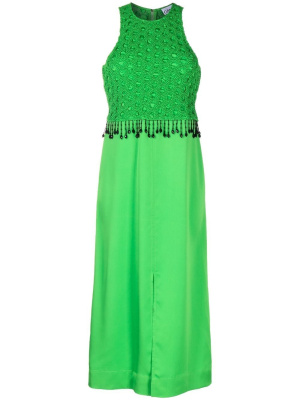 

Smocked satin midi dress, GANNI Smocked satin midi dress