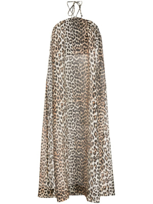 

Leopard-print halterneck maxi dress, GANNI Leopard-print halterneck maxi dress