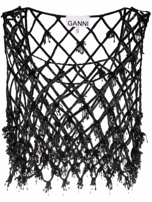 

Beaded netting crop top, GANNI Beaded netting crop top