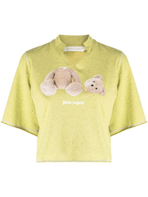 

Bear-print distressed T-shirt, Palm Angels Bear-print distressed T-shirt