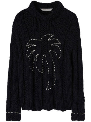 

Palm-embroidered open knit sweater, Palm Angels Palm-embroidered open knit sweater