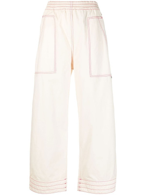 

Contrast-stitch wide-leg trousers, Palm Angels Contrast-stitch wide-leg trousers