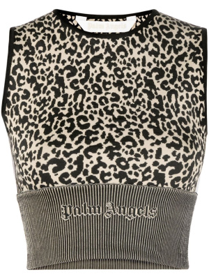 

Intarsia-knit sleeveless top, Palm Angels Intarsia-knit sleeveless top