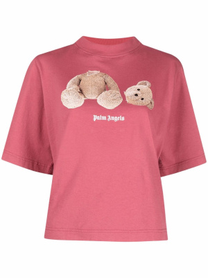 

Bear-print cropped T-shirt, Palm Angels Bear-print cropped T-shirt