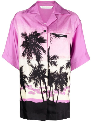 

Sunset-print bowling shirt, Palm Angels Sunset-print bowling shirt