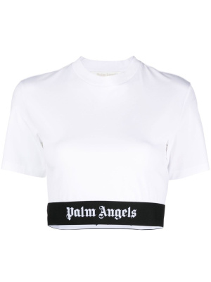 

Logo-waistband cropped T-shirt, Palm Angels Logo-waistband cropped T-shirt