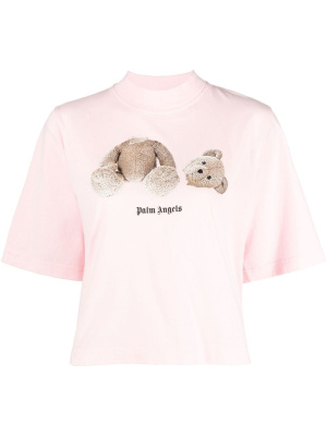 

Bear-print cropped T-shirt, Palm Angels Bear-print cropped T-shirt