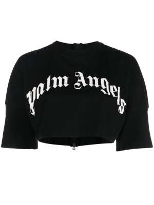 

Logo-print zipped cropped top, Palm Angels Logo-print zipped cropped top