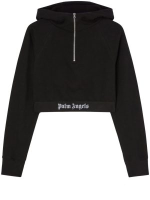 

Logo-strap cotton cropped sweatshirt, Palm Angels Logo-strap cotton cropped sweatshirt
