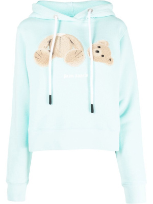 

Bear logo-motif cropped hoodie, Palm Angels Bear logo-motif cropped hoodie