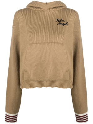 

Embroidered logo knitted hoodie, Palm Angels Embroidered logo knitted hoodie