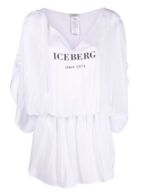 

Logo-print elasticated-waist dress, Iceberg Logo-print elasticated-waist dress