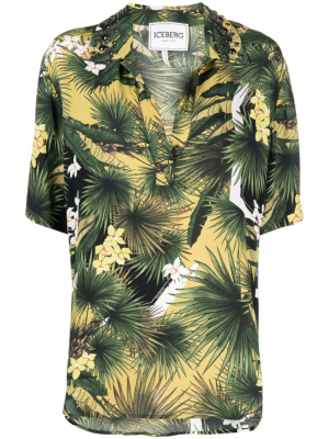 

Botanical-print V-neck shirt, Iceberg Botanical-print V-neck shirt