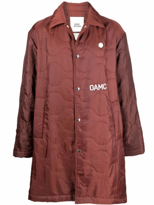 

Quilted logo-print coat, OAMC Quilted logo-print coat
