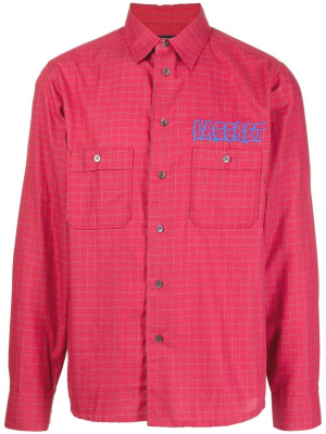 

Check-pattern logo-print shirt, PACCBET Check-pattern logo-print shirt