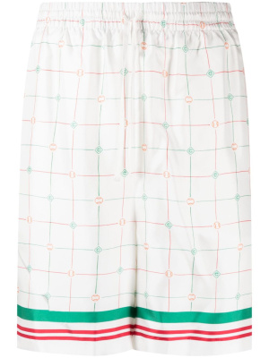 

Tennis Club check-print silk shorts, Casablanca Tennis Club check-print silk shorts