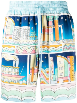 

Graphic-print silk shorts, Casablanca Graphic-print silk shorts