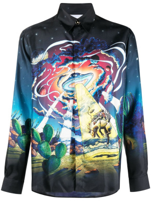 

Cowboy de L'Espace graphic-print silk shirt, Casablanca Cowboy de L'Espace graphic-print silk shirt