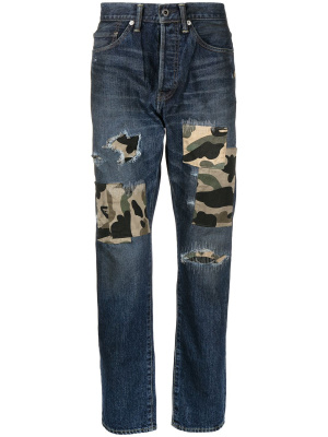 

Patchwork skinny-fit jeans, A BATHING APE® Patchwork skinny-fit jeans