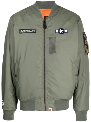 

Logo-patch padded bomber jacket, A BATHING APE® Logo-patch padded bomber jacket