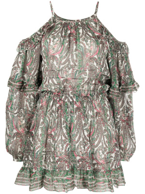 

Gabinia printed off-shoulder dress, ISABEL MARANT Gabinia printed off-shoulder dress