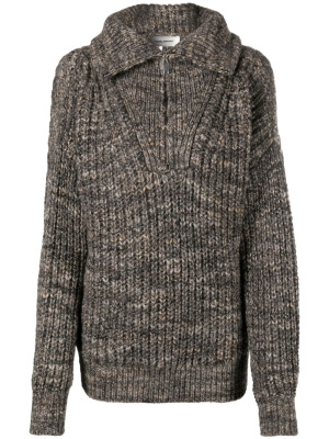 

Quarter-zip ribbed-knit jumper, ISABEL MARANT Quarter-zip ribbed-knit jumper