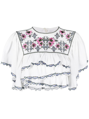 

Floral-embroidery cropped top, ISABEL MARANT Floral-embroidery cropped top