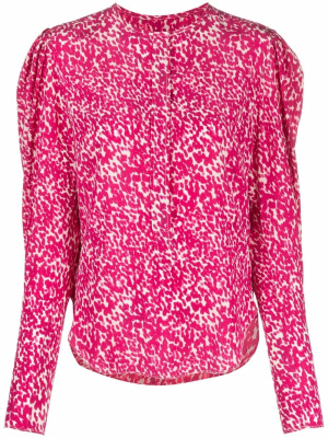 

Floral-print curved-hem silk blouse, ISABEL MARANT Floral-print curved-hem silk blouse