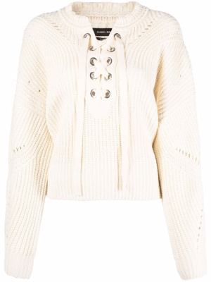 

Lace-up ribbed-knit jumper, ISABEL MARANT Lace-up ribbed-knit jumper