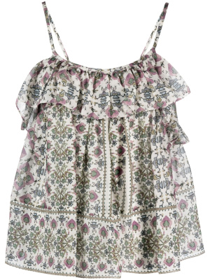 

Graphic-print ruffled camisole top, ISABEL MARANT Graphic-print ruffled camisole top