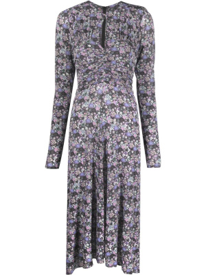 

Floral-print long-sleeve midi dress, ISABEL MARANT Floral-print long-sleeve midi dress